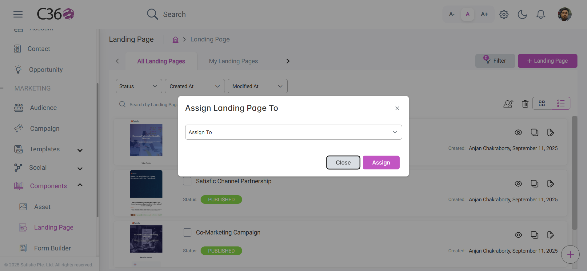 Assign landing pages